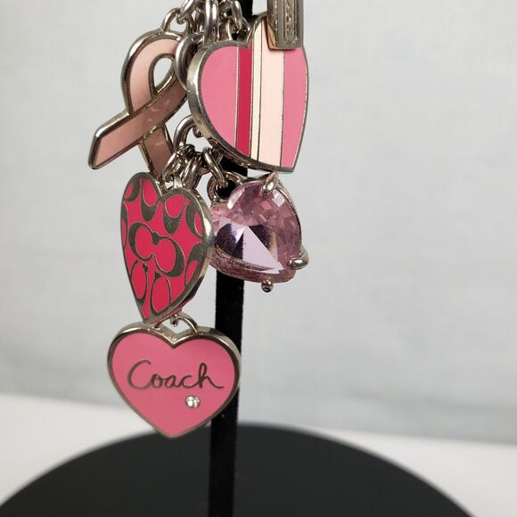 Coach BCA Breast Cancer Awareness Pink Multi Mix Crystal Enamel Keychain Charms - Picture 8 of 16